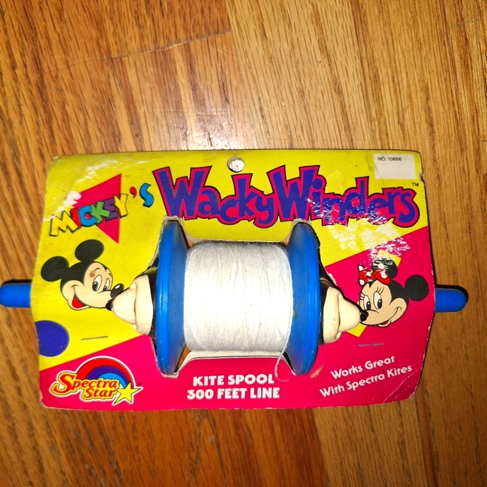 1988 Mickey Mouse Kite Spool Line Wacky Winders Spectra Star Vintage Disney Toys